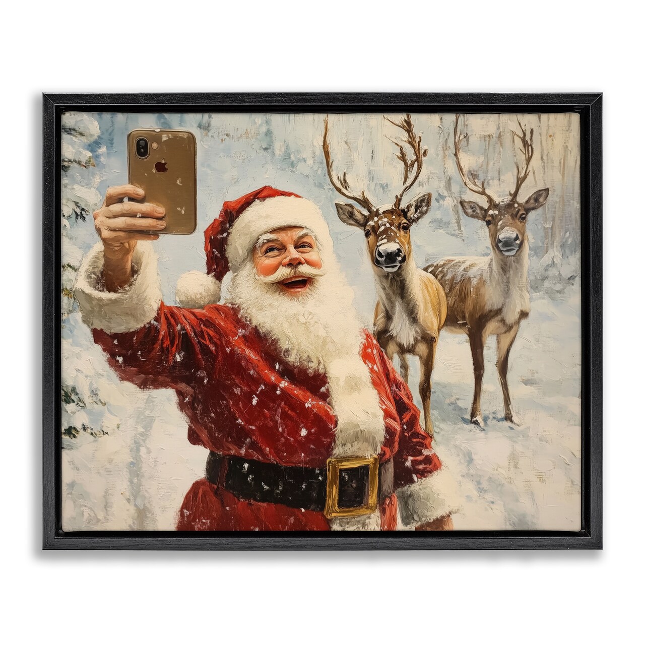 Stupell Industries Santa Selfie with Reindeer Floating Frame, design by Arlington Prints